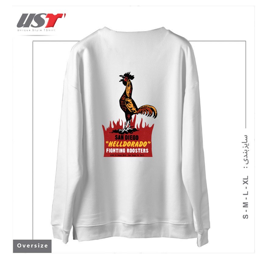 طرح VINTAGE FIGHTING ROOSTERS NC سوییشرت اورسایزرنگ سفید