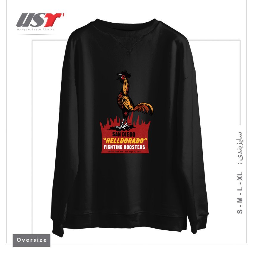 طرح VINTAGE FIGHTING ROOSTERS NC سوییشرت اورسایزرنگ مشکی