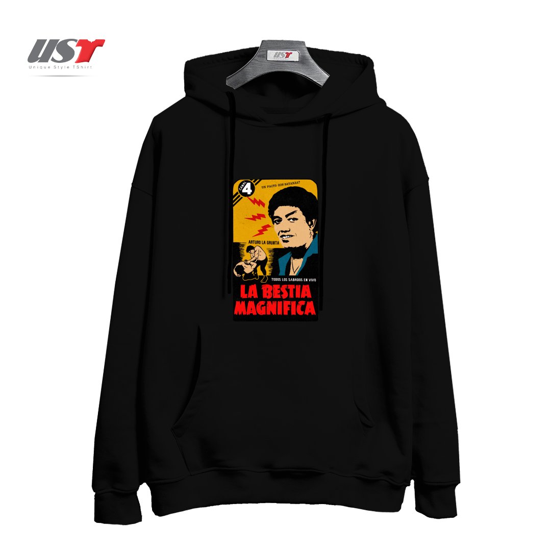 طرح VINTAGE MEXICAN WRESTLER هودی اورسایزرنگ مشکی