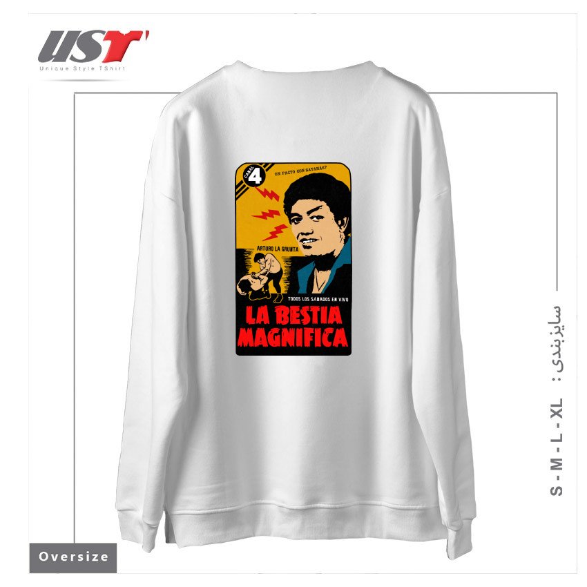 طرح VINTAGE MEXICAN WRESTLER سوییشرت اورسایزرنگ سفید