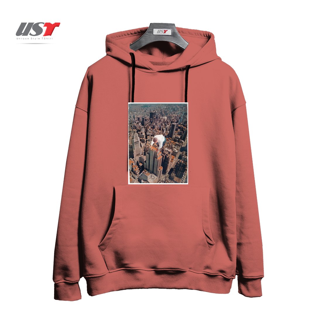 طرح ABOVE I هودی اورسایزرنگ آجری