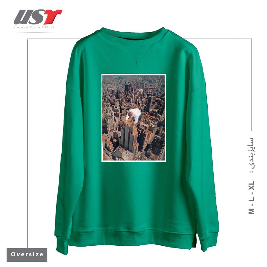 طرح ABOVE I سوییشرت اورسایزرنگ سبز سدری