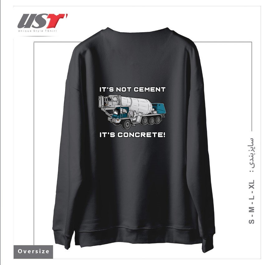طرح CONCRETE TRUCK سوییشرت اورسایزرنگ دودی