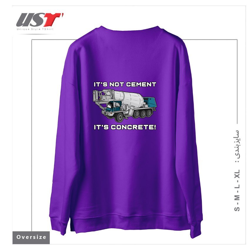 طرح CONCRETE TRUCK سوییشرت اورسایزرنگ بنفش