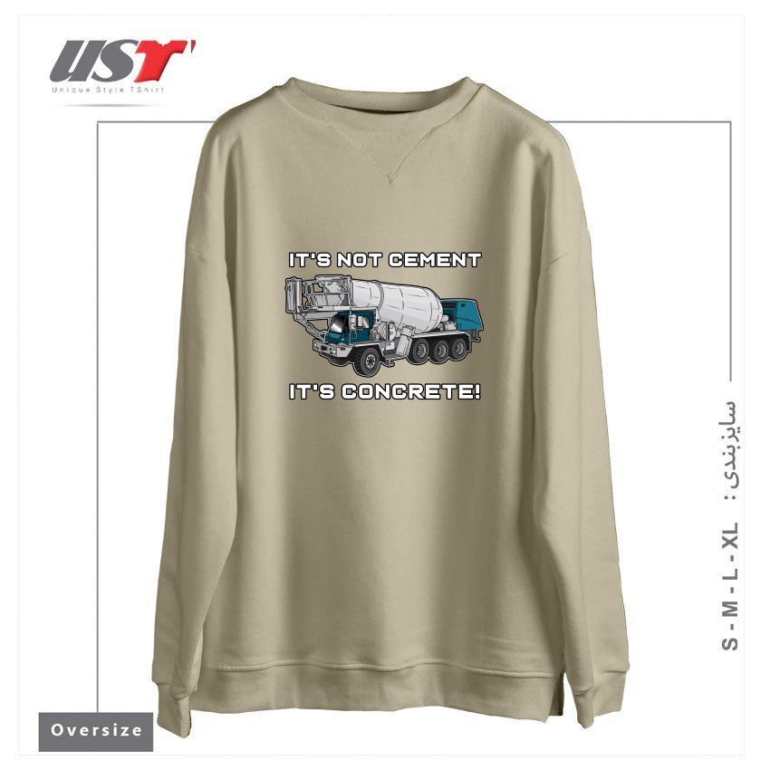 طرح CONCRETE TRUCK سوییشرت اورسایزرنگ نخودی