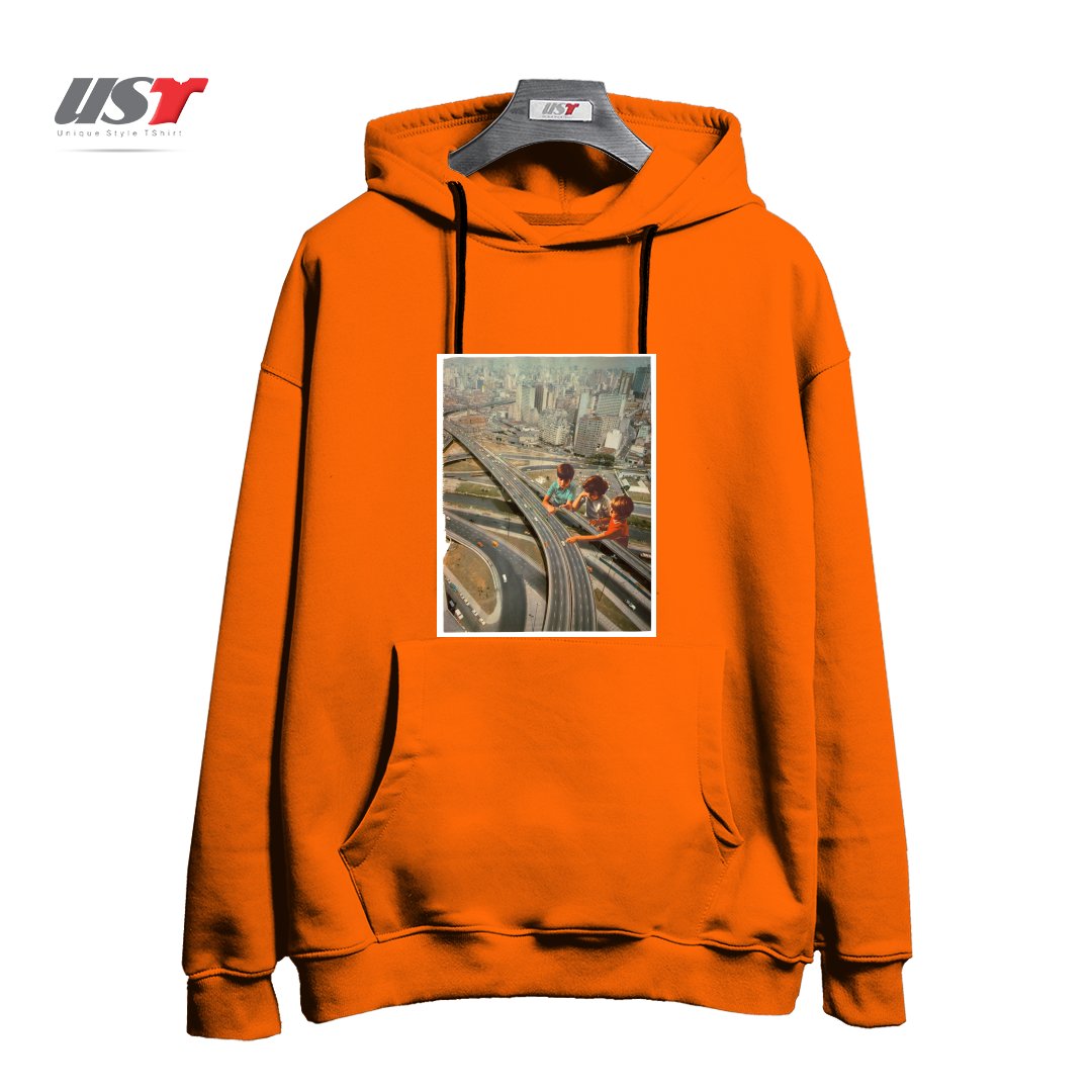 طرح KDS PLAY هودی اورسایزرنگ نارنجی