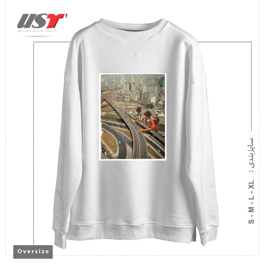 طرح KDS PLAY سوییشرت اورسایزرنگ سفید