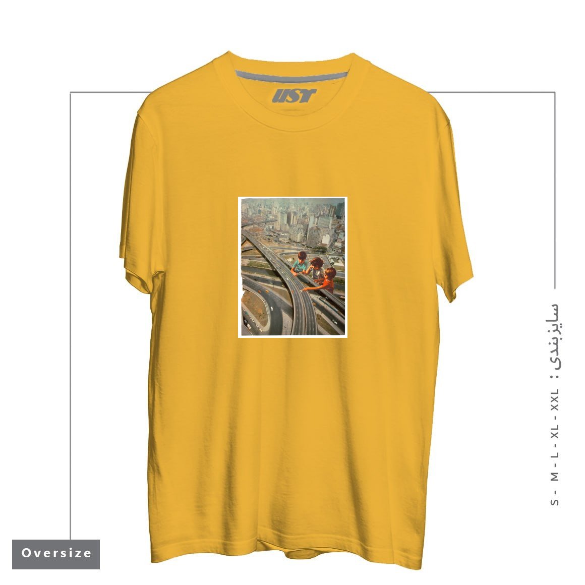 طرح KDS PLAY تیشرت اورسایزرنگ خردلی