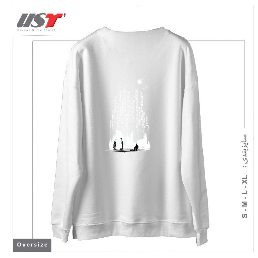 طرح MIDNIGHT PAINTER سوییشرت اورسایزرنگ سفید