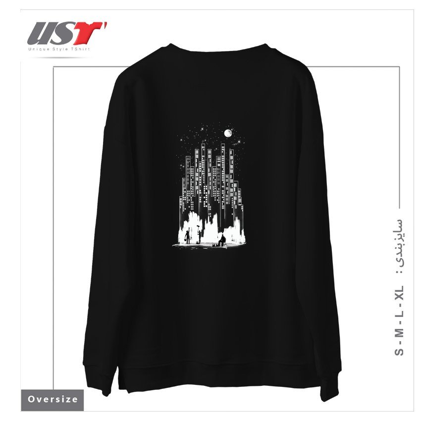 طرح MIDNIGHT PAINTER سوییشرت اورسایزرنگ مشکی