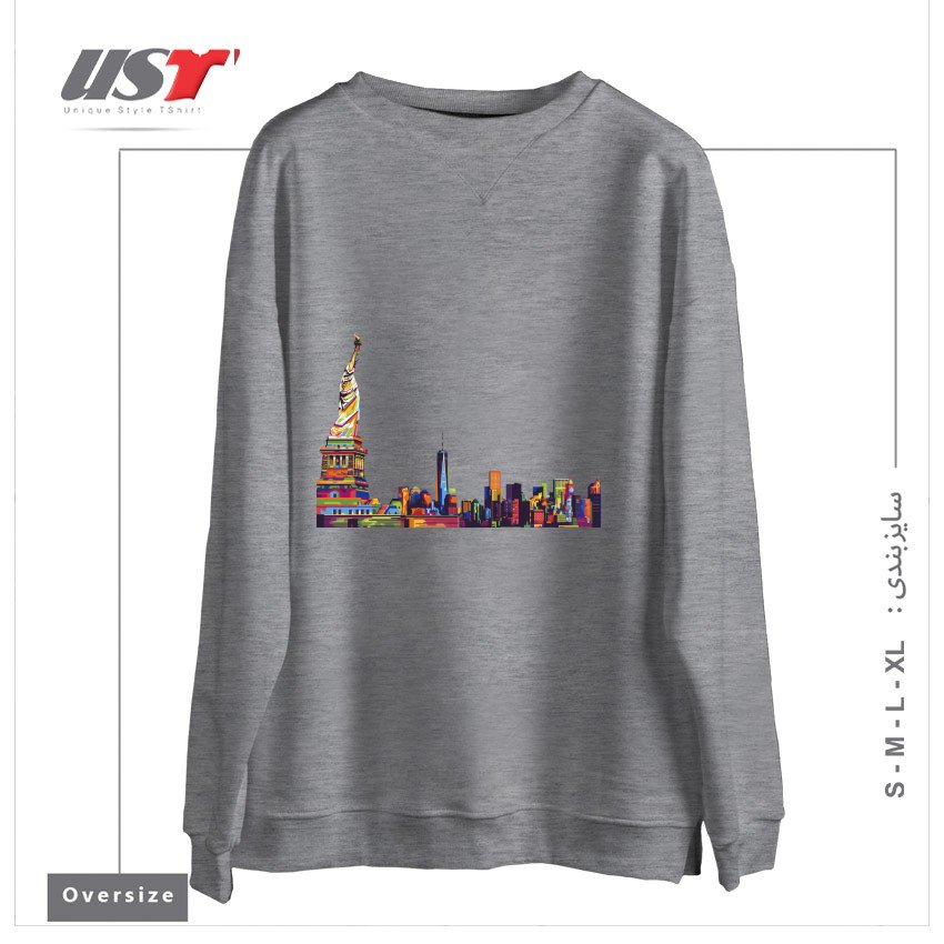 سوییشرت اورسایز طرح NEW YORK SKYLINE