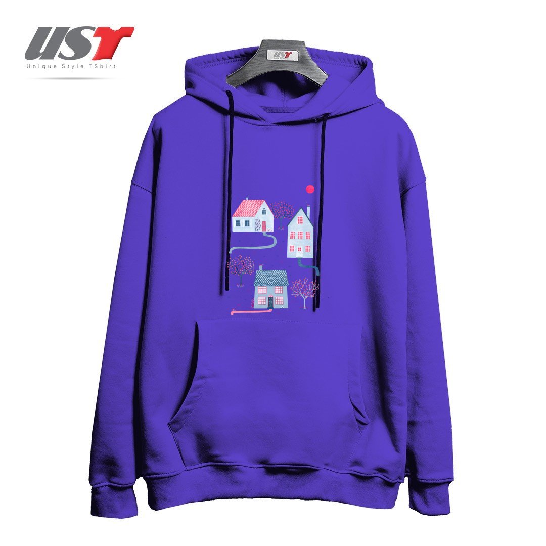 طرح SPRING IN TOWNSVILLE هودی اورسایزرنگ بنفش