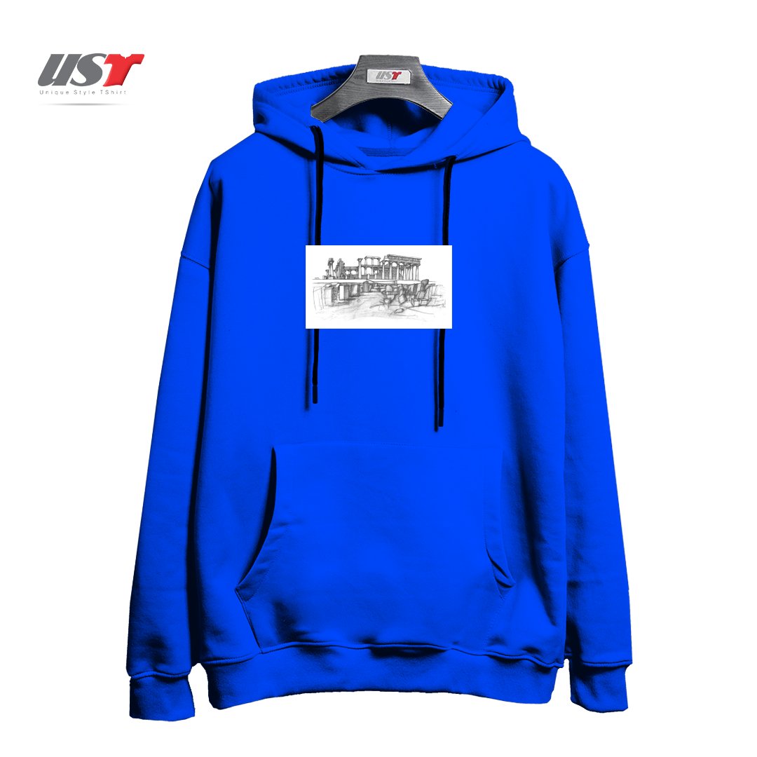 طرح THE TEMPLE OF APHAIA - T-SHIRT هودی اورسایزرنگ آبی شالی