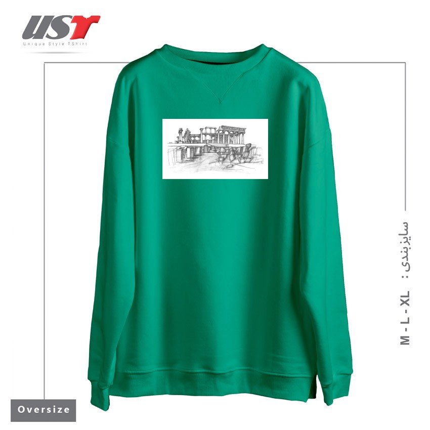 طرح THE TEMPLE OF APHAIA - T-SHIRT سوییشرت اورسایزرنگ سبز سدری
