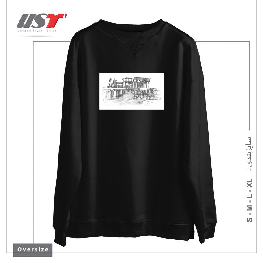 طرح THE TEMPLE OF APHAIA - T-SHIRT سوییشرت اورسایزرنگ مشکی
