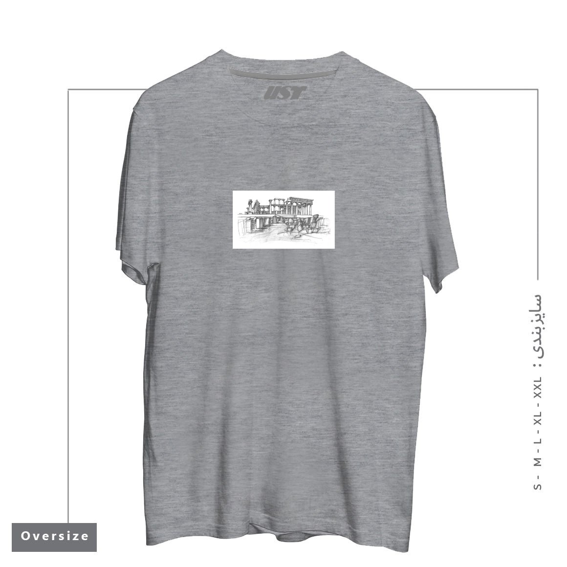 طرح THE TEMPLE OF APHAIA - T-SHIRT تیشرت اورسایزرنگ طوسی ملانژ