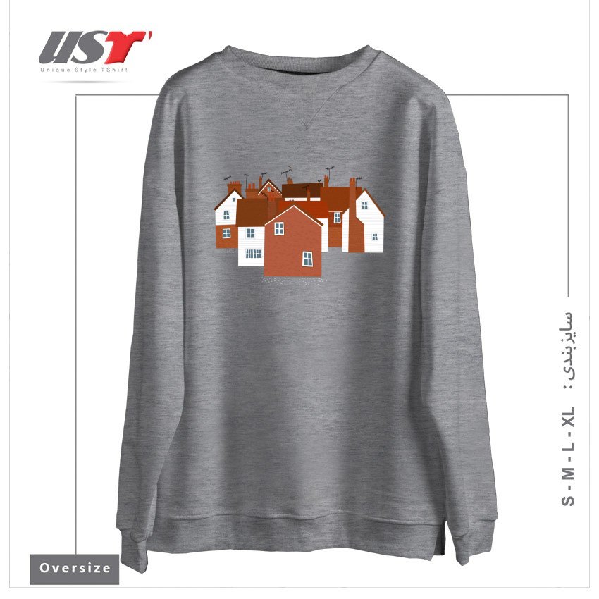 طرح TUNBRIDGE WELLS سوییشرت اورسایزرنگ طوسی ملانژ