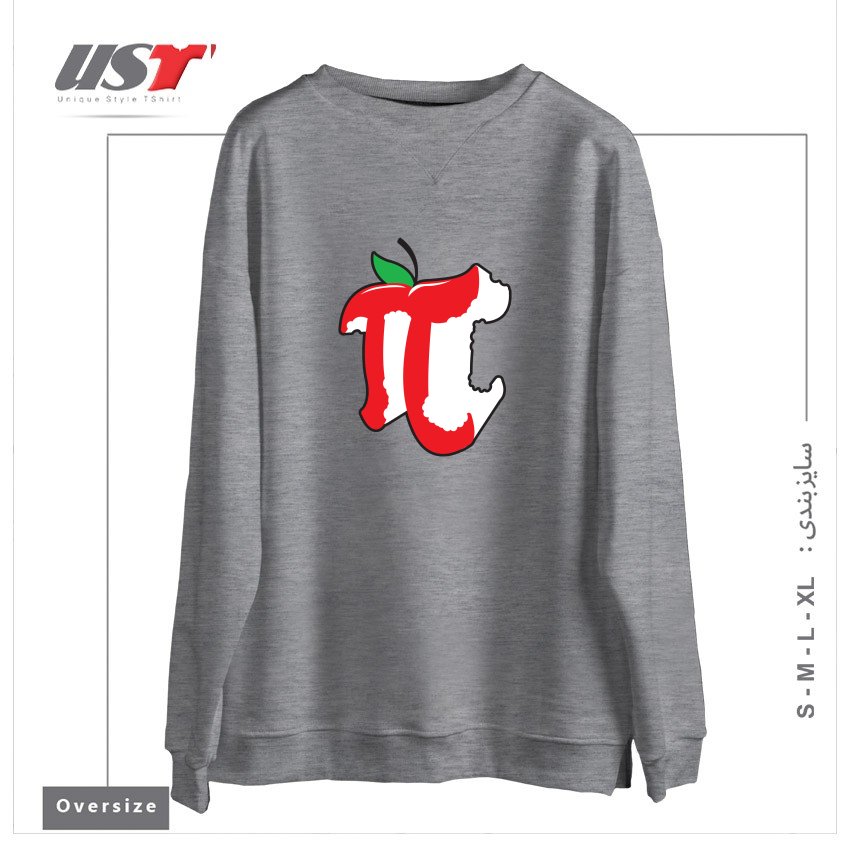 طرح APPLE PI سوییشرت اورسایزرنگ طوسی ملانژ