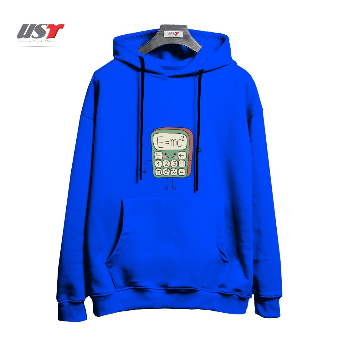 طرح CARTOON FUNNY CALCULATOR SMILES هودی اورسایزرنگ آبی شالی