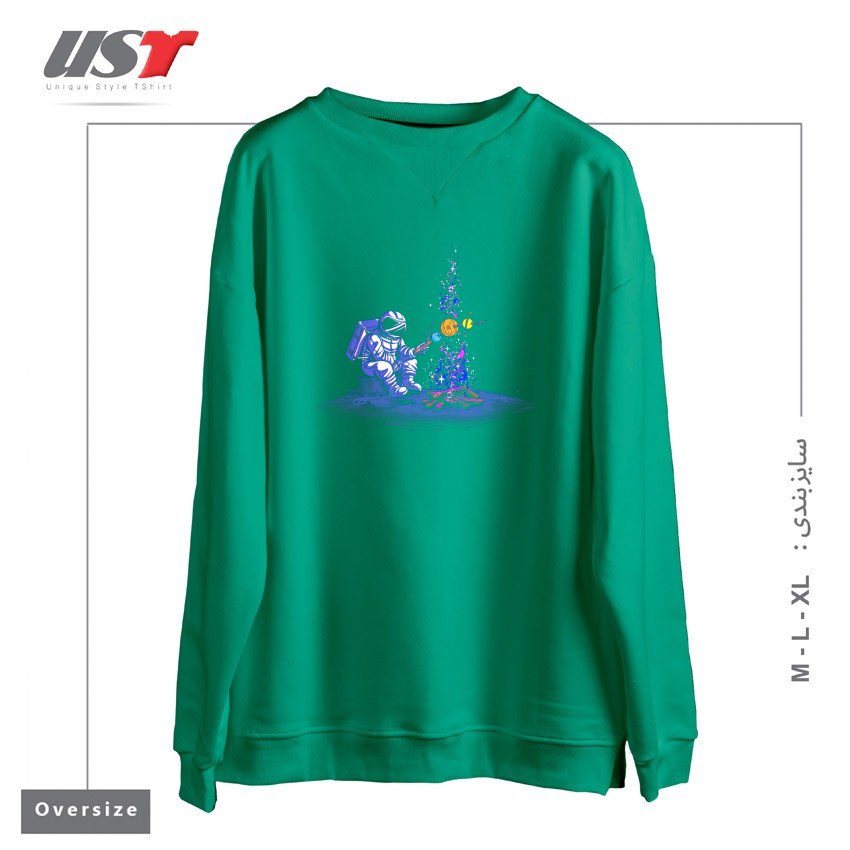 طرح spaceman سوییشرت اورسایزرنگ سبز سدری