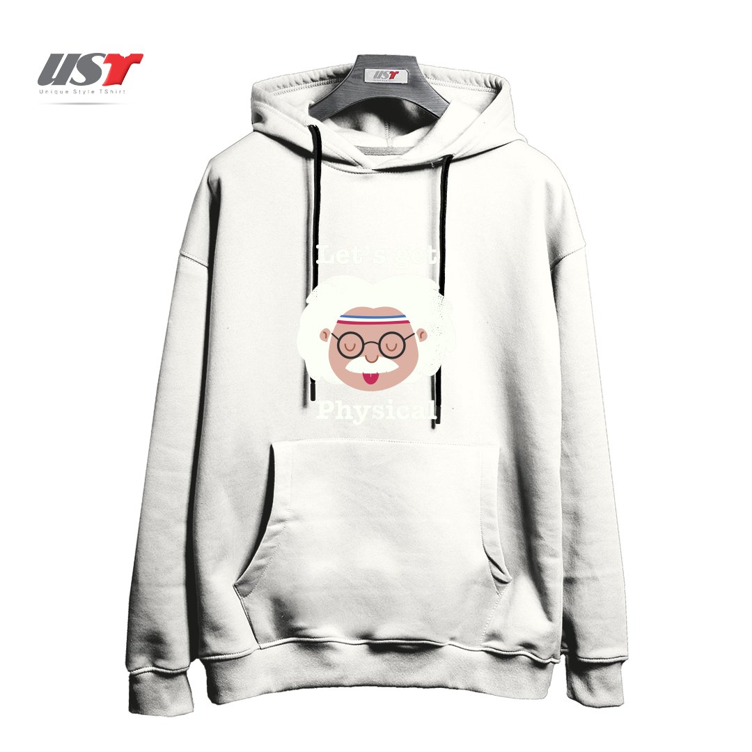 طرح LET'S GET PHYSICAL هودی اورسایزرنگ سفید