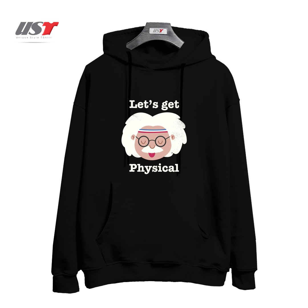 طرح LET'S GET PHYSICAL هودی اورسایزرنگ مشکی