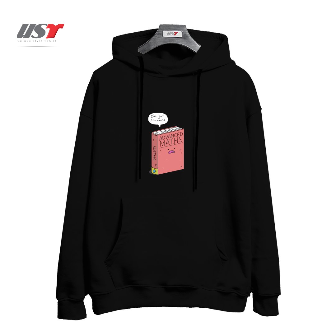 طرح MATHS PROBLEMS هودی اورسایزرنگ مشکی