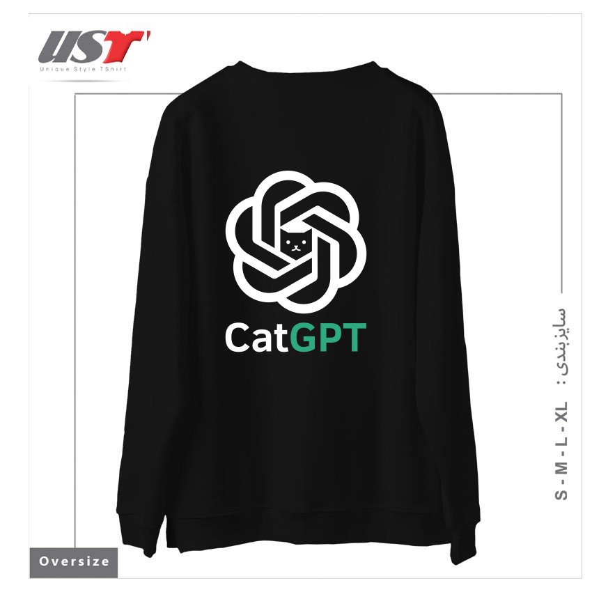 طرح catgpt سوییشرت اورسایزرنگ مشکی
