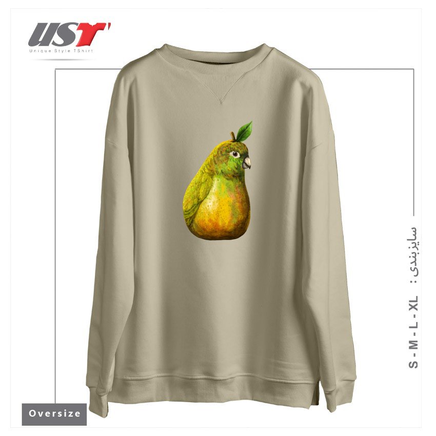 طرح BARTLETT PEARROT سوییشرت اورسایزرنگ نخودی