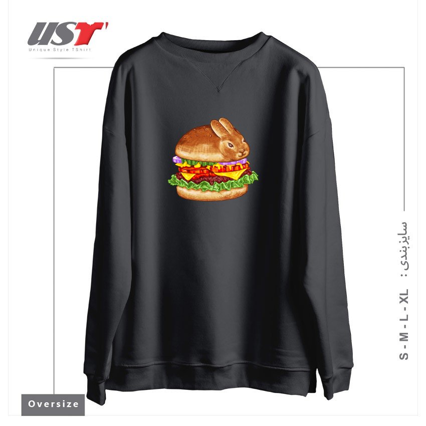 طرح BUN BUNNY سوییشرت اورسایزرنگ دودی