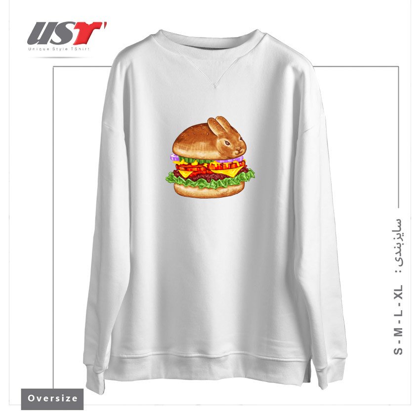 طرح BUN BUNNY سوییشرت اورسایزرنگ سفید