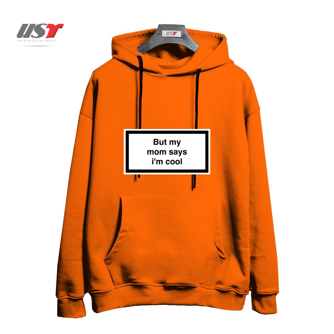 طرح My Mom Says I’m Cool هودی اورسایزرنگ نارنجی
