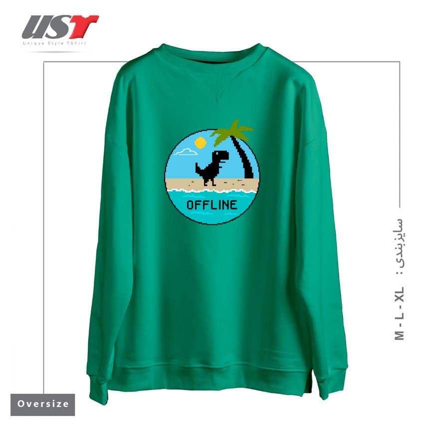 سوییشرت اورسایز طرح DINOSAUR OFFLINE