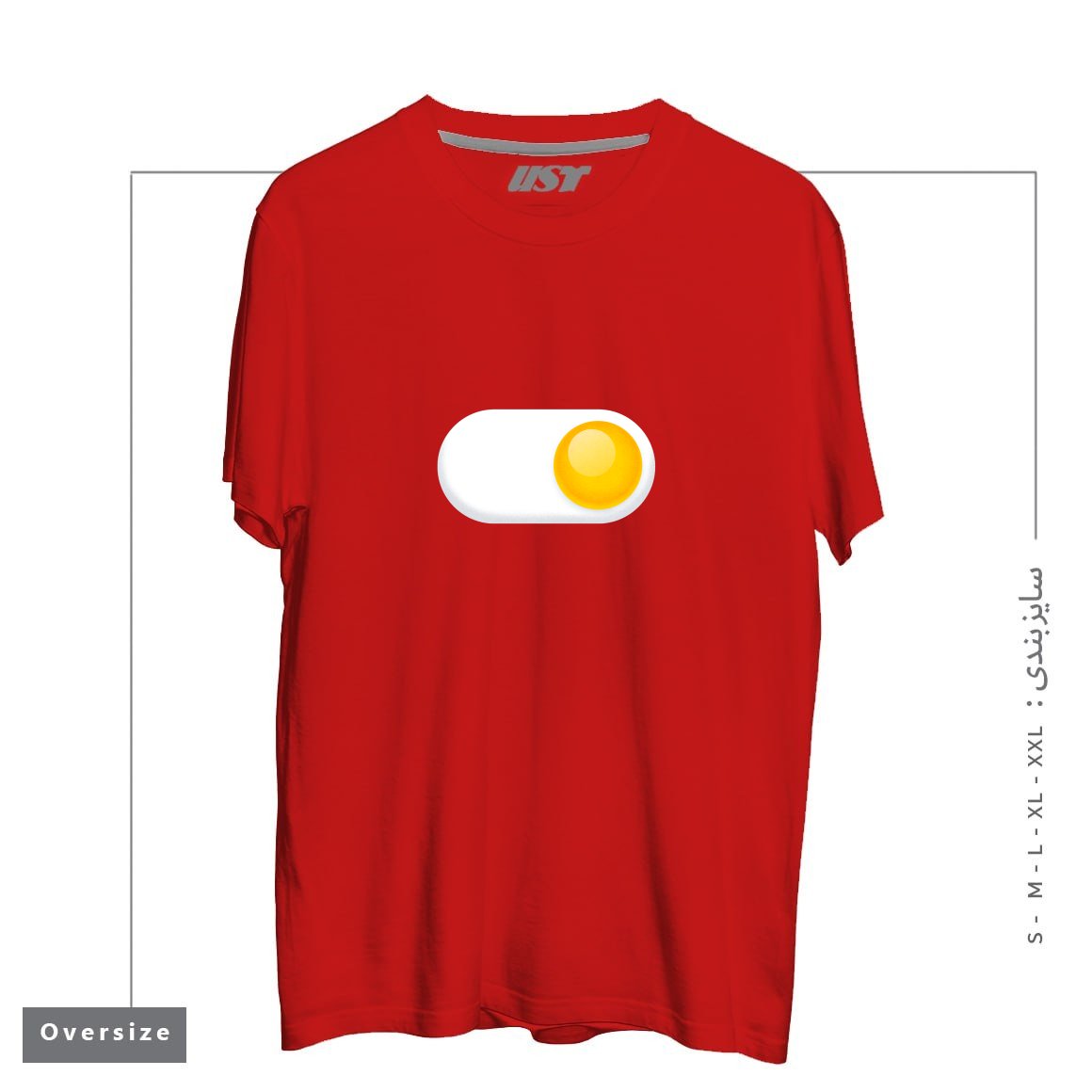 طرح EGG ME ON تیشرت اورسایزرنگ قرمز
