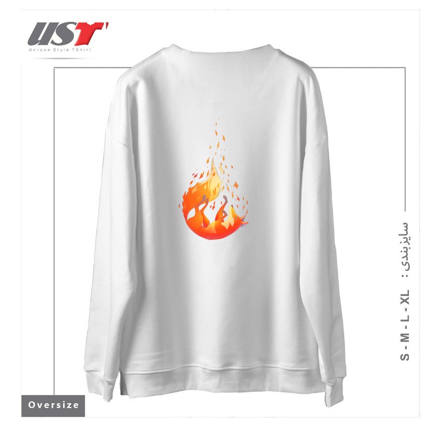 طرح FALLING FOX سوییشرت اورسایزرنگ سفید