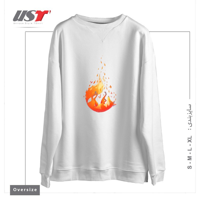 طرح FALLING FOX سوییشرت اورسایزرنگ سفید