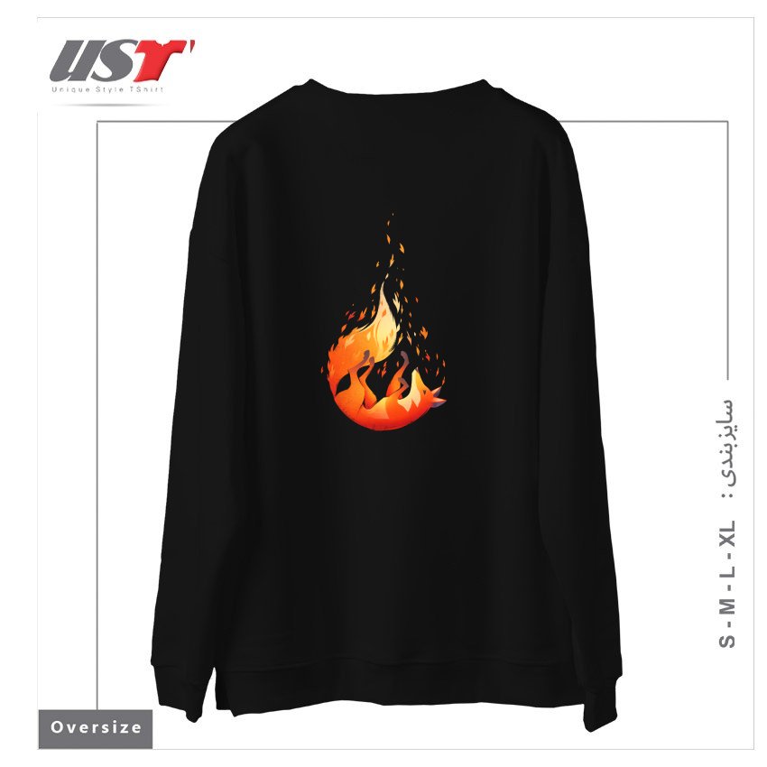 طرح FALLING FOX سوییشرت اورسایزرنگ مشکی