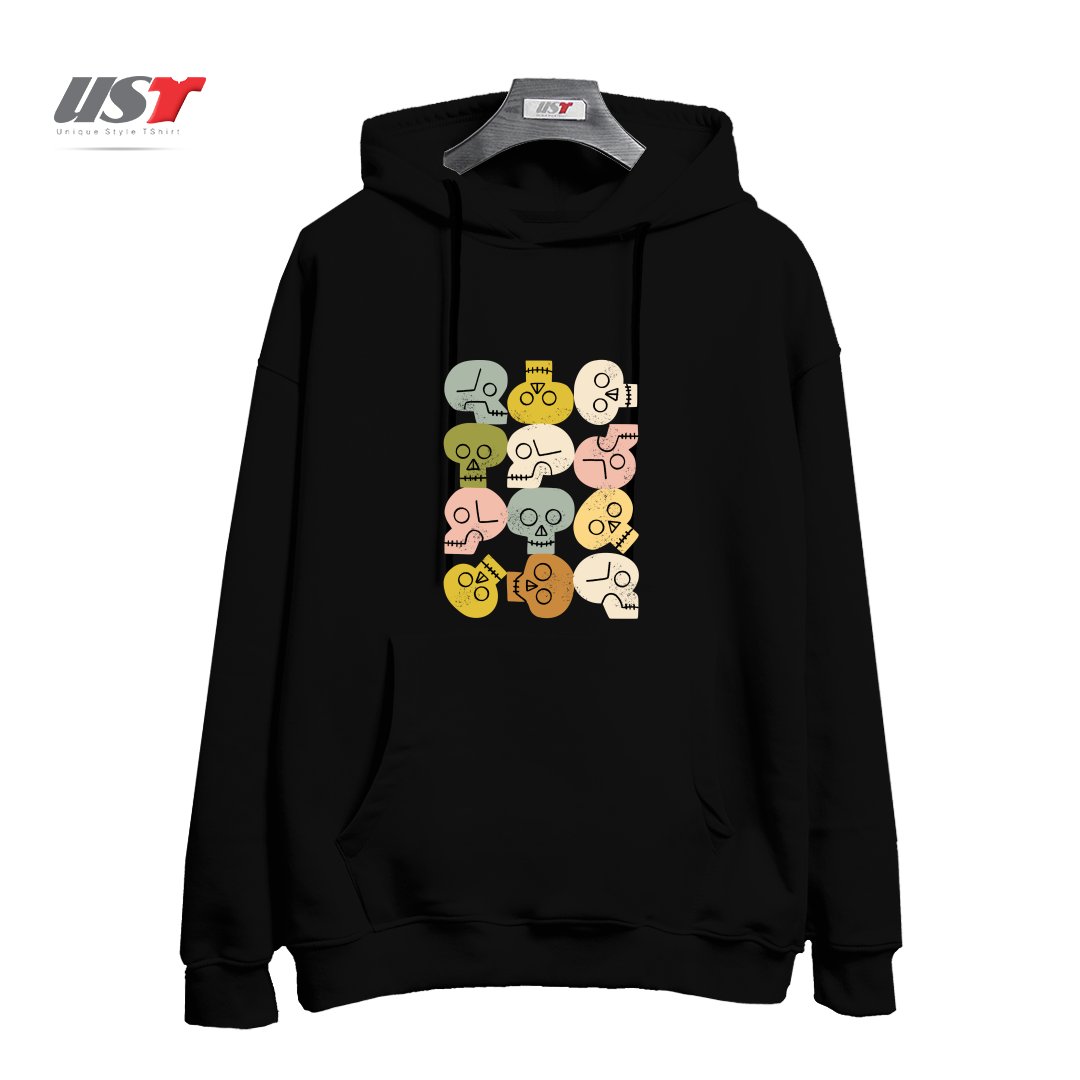 هودی اورسایز طرح HAPPY SKULLS