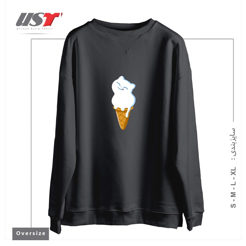 سوییشرت اورسایز طرح ICE CREAM CAT