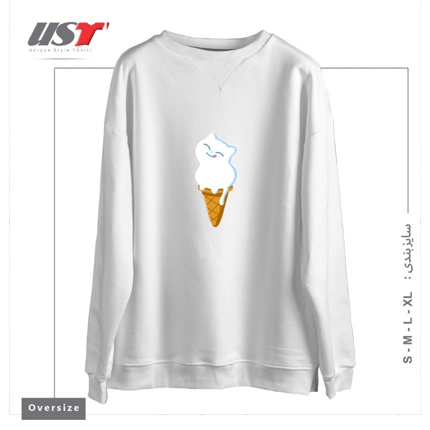 سوییشرت اورسایز طرح ICE CREAM CAT