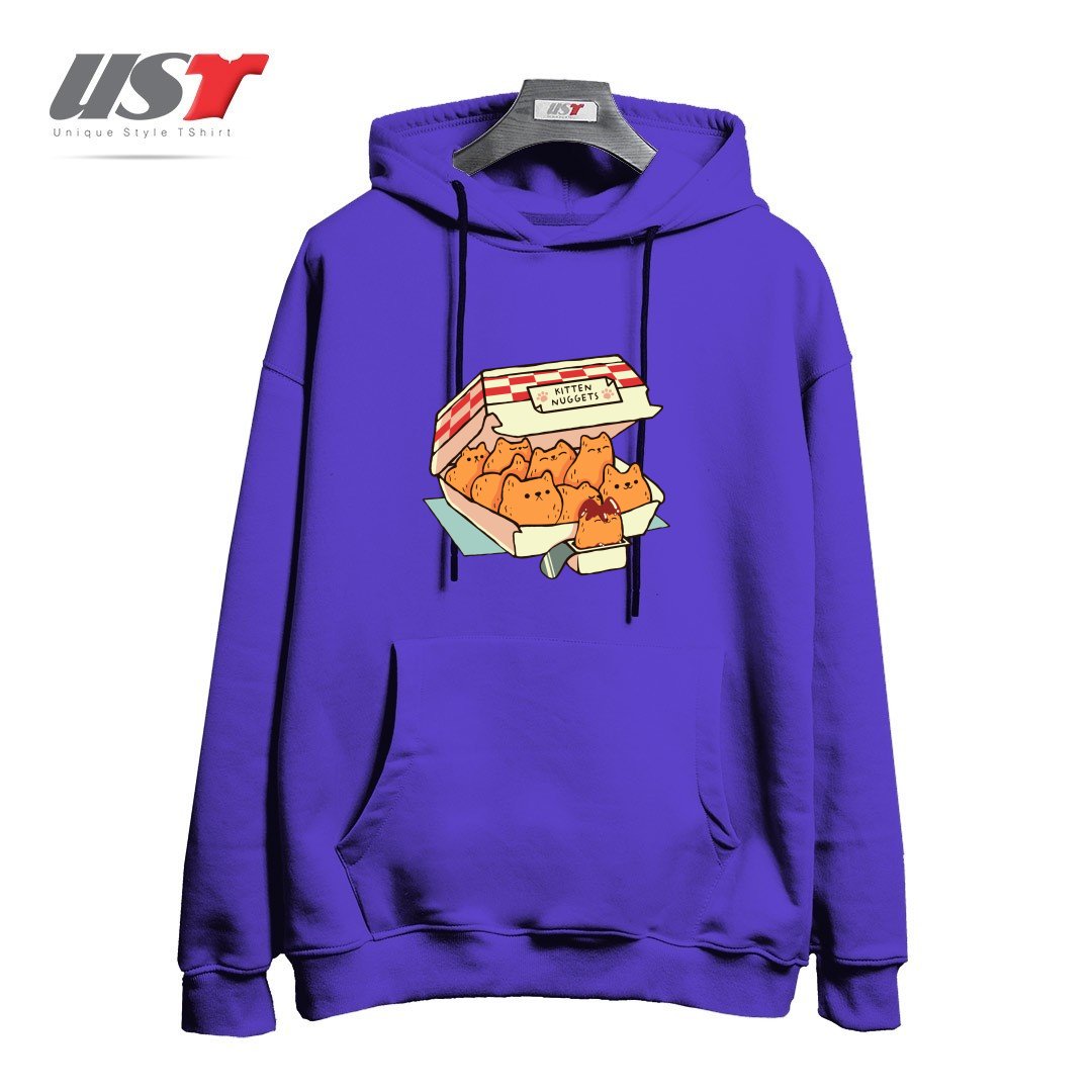 طرح KITTEN NUGGETS FAST FOOD CAT BY TOBE FONSECA هودی اورسایزرنگ بنفش