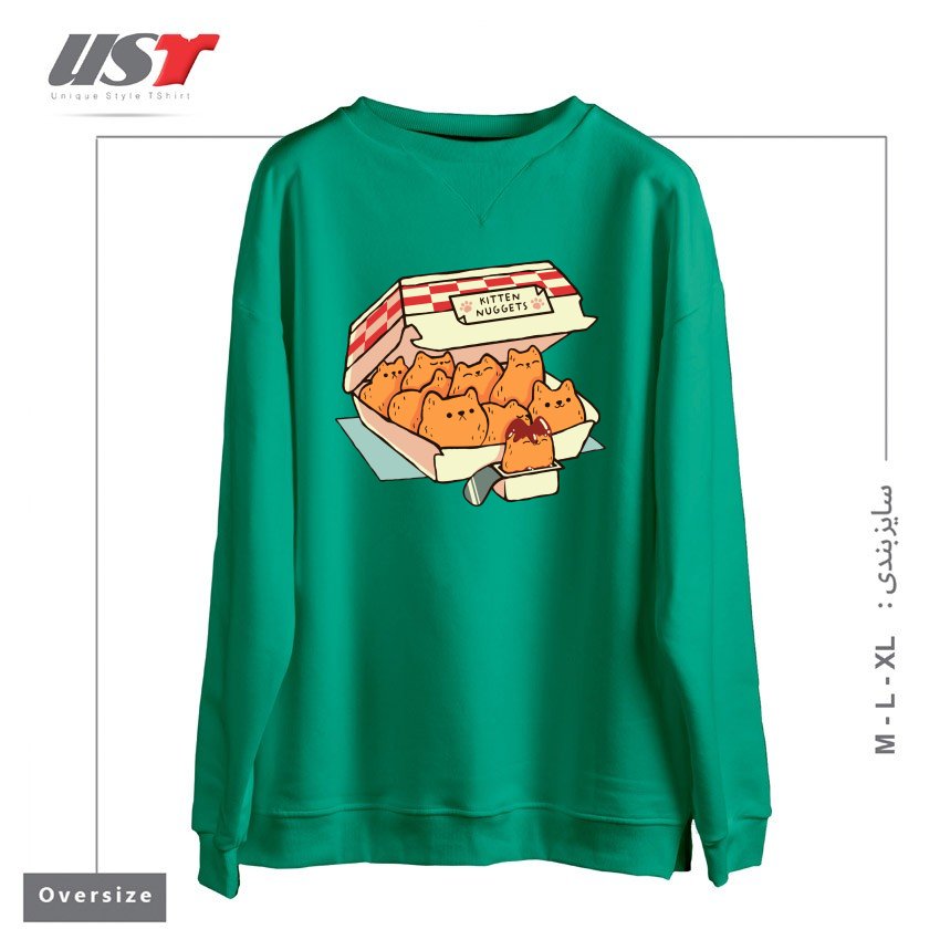 سوییشرت اورسایز طرح KITTEN NUGGETS FAST FOOD CAT BY TOBE FONSECA
