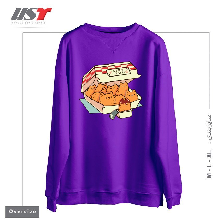 سوییشرت اورسایز طرح KITTEN NUGGETS FAST FOOD CAT BY TOBE FONSECA