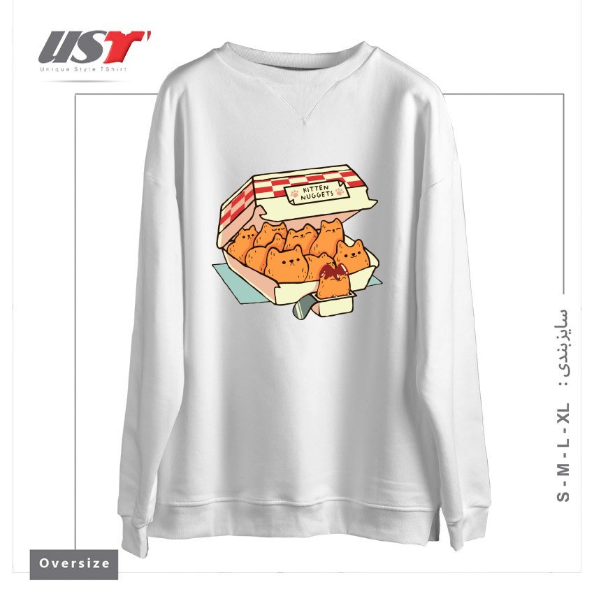 سوییشرت اورسایز طرح KITTEN NUGGETS FAST FOOD CAT BY TOBE FONSECA