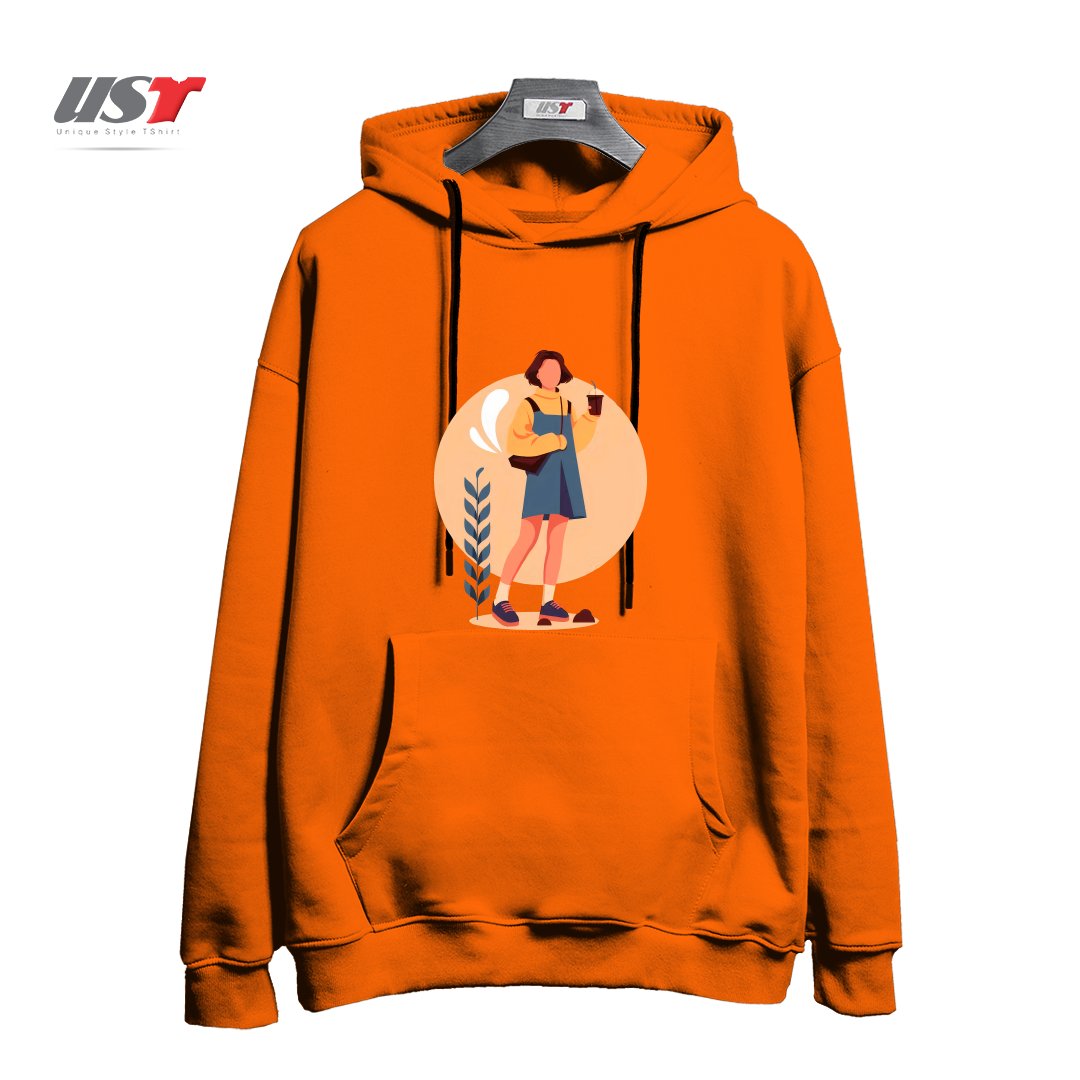 طرح لایف استایل هودی اورسایزرنگ نارنجی