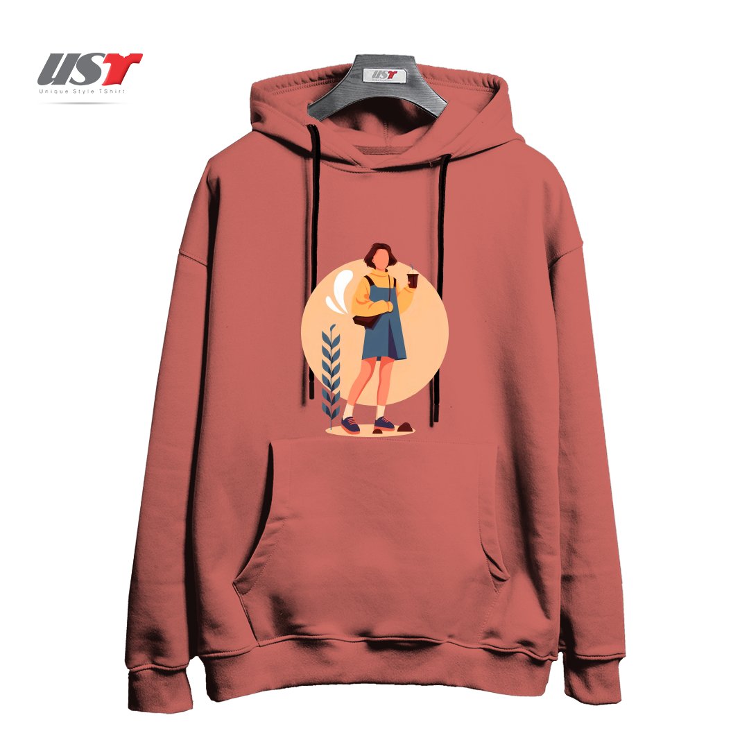 طرح لایف استایل هودی اورسایزرنگ آجری