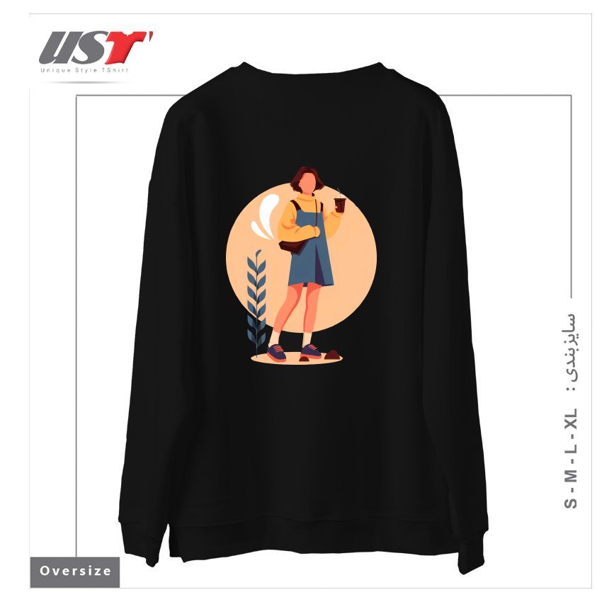 طرح لایف استایل سوییشرت اورسایزرنگ مشکی