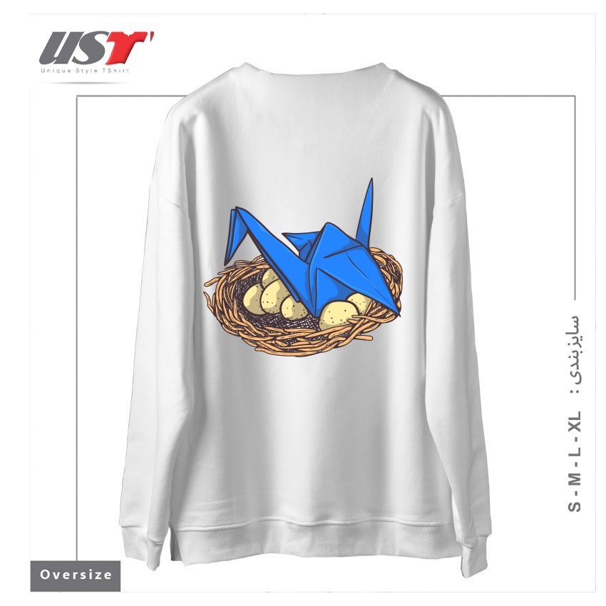 طرح NEST سوییشرت اورسایزرنگ سفید