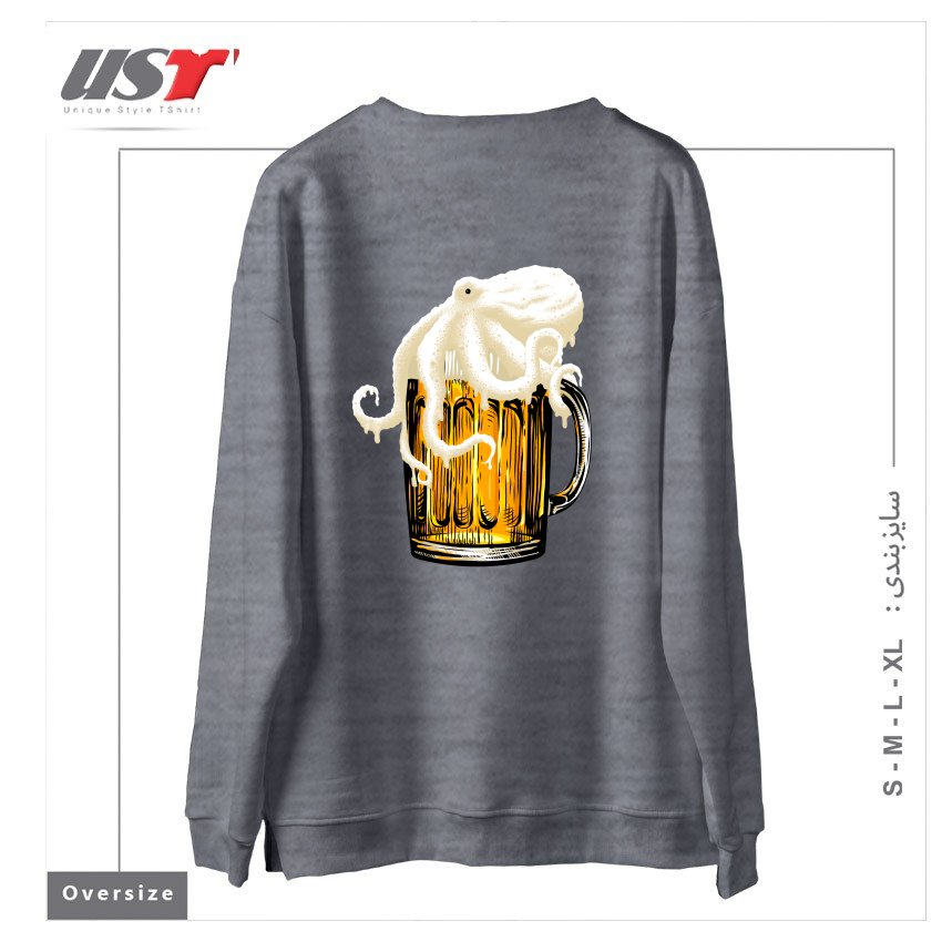 طرح OCTOBEER سوییشرت اورسایزرنگ طوسی ملانژ