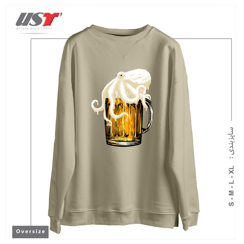 طرح OCTOBEER سوییشرت اورسایزرنگ نخودی